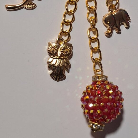 Red Crystal & Gold Purse Charm Cluster - Picture 2 of 3